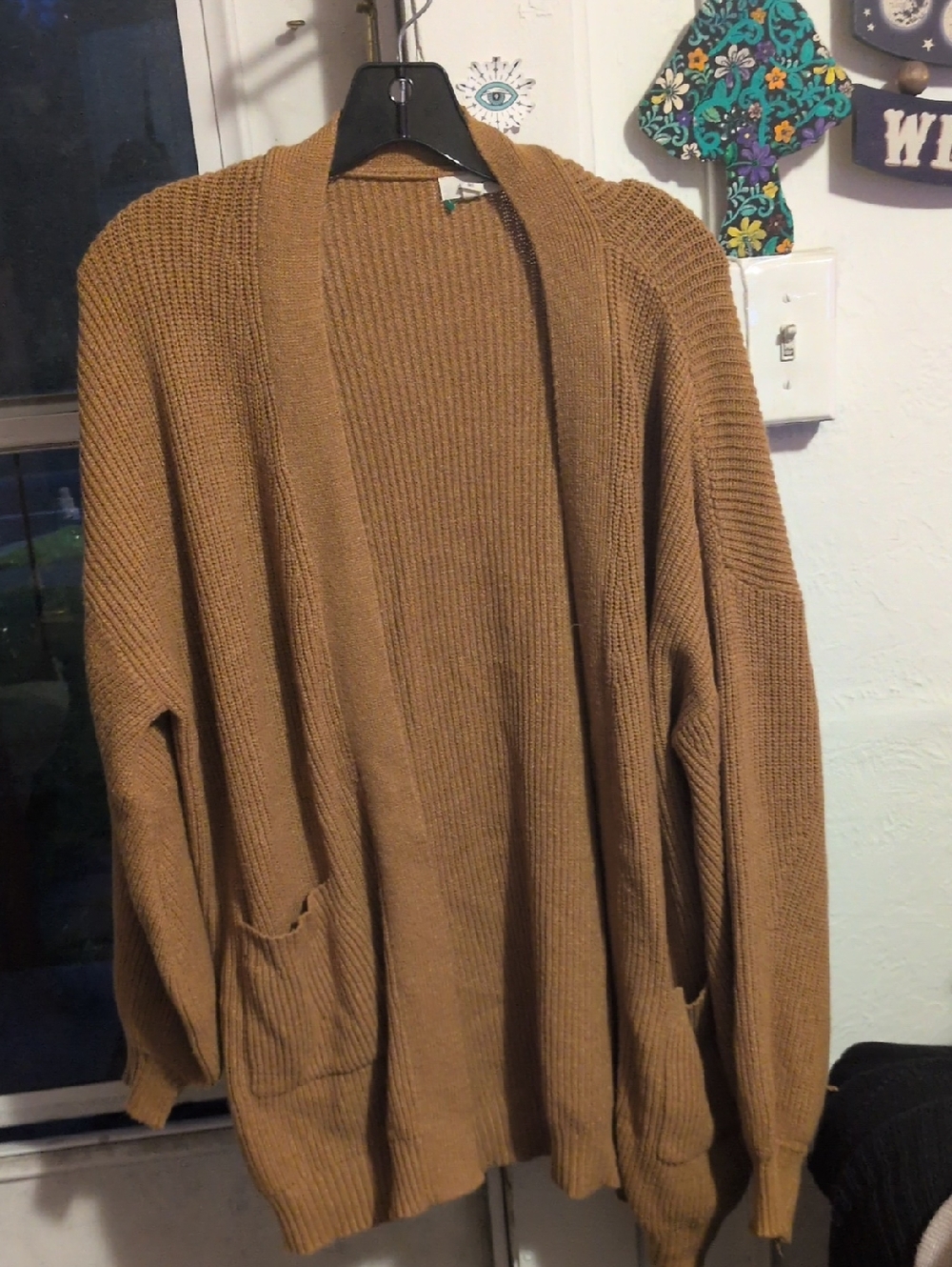 debut WoMen's Open-Front Knit Cardigan Sweater - Camel Brown